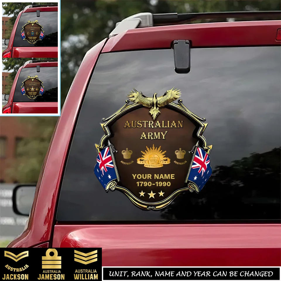 Personalized Name, Rank And Year Australia Veteran/Soldier Car Decal Printed - 17279136