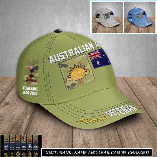 Casquette de baseball personnalisée avec grade, année et nom pour soldat/vétéran australien - 17236800