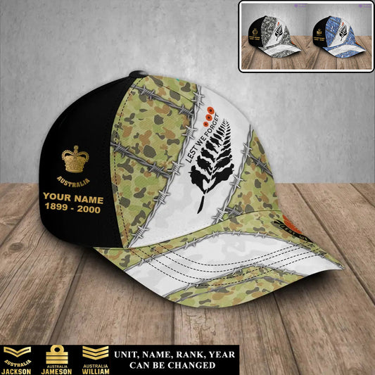 Casquette de baseball personnalisée avec grade, année et nom pour soldat/vétéran australien - 17241120