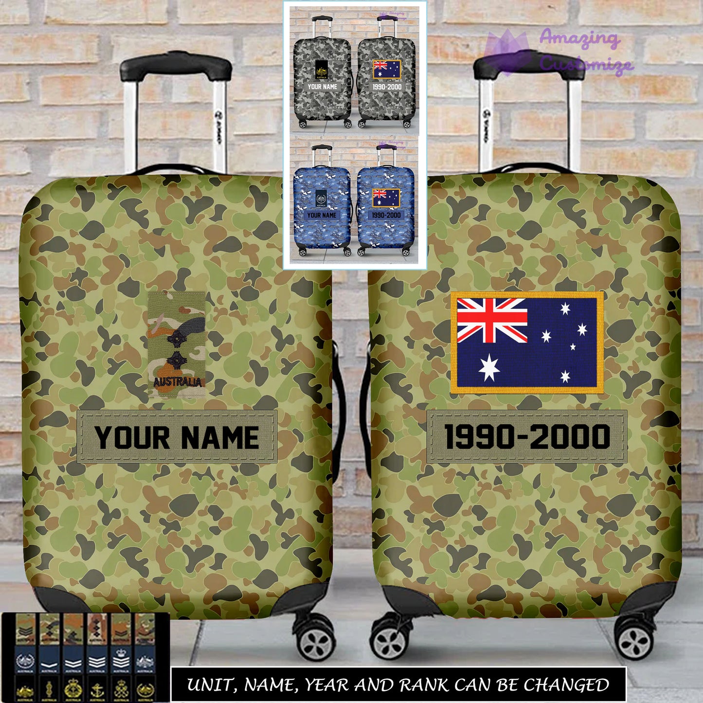 Personalized Australia Soldier/ Veteran With Name, Year And Rank Luggage Cover All Over Printed - 17294688