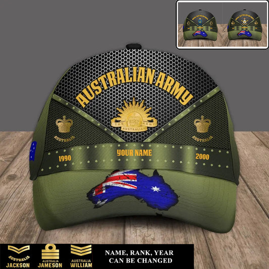 Casquette de baseball personnalisée avec grade, année et nom pour soldat/vétéran australien - 17240256