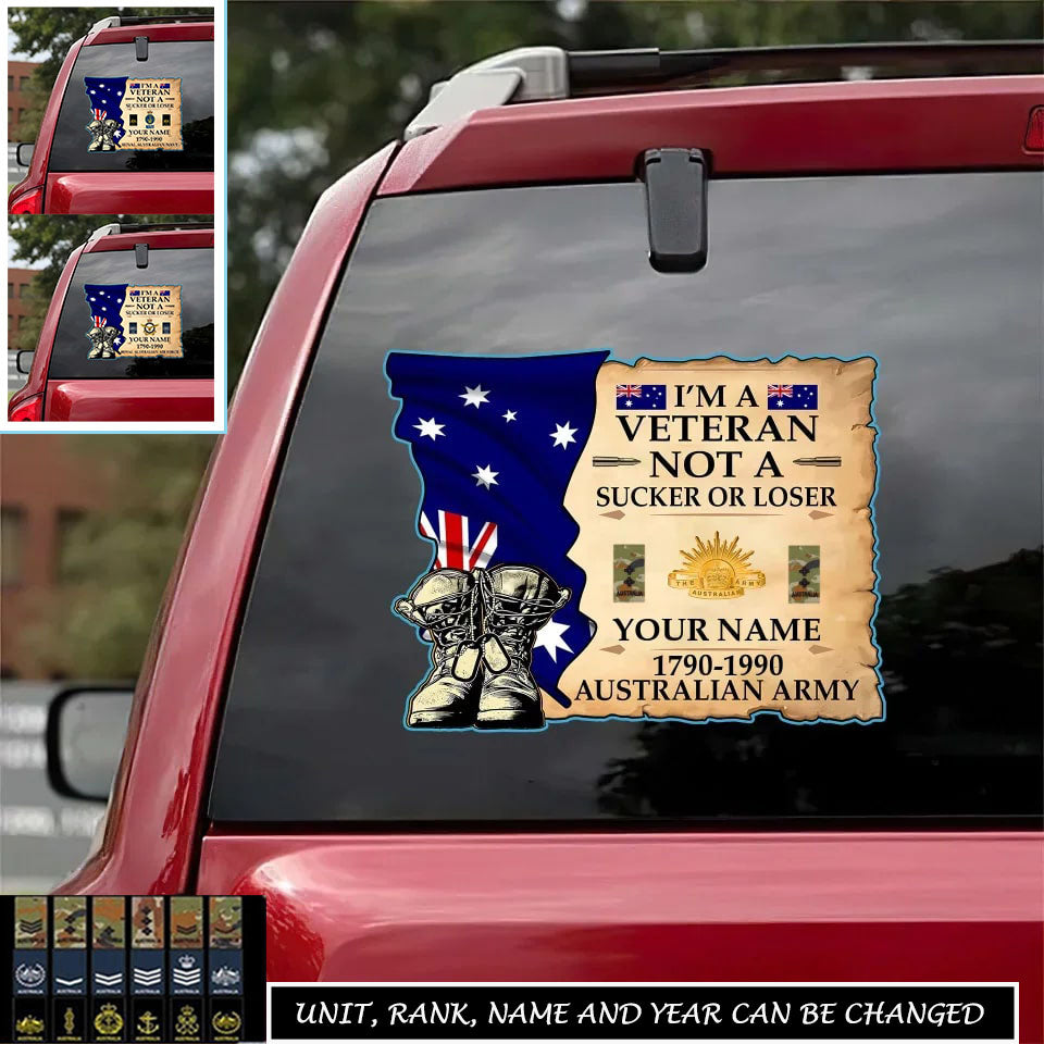 Personalized Name, Rank And Year Australia Veteran/Soldier Car Decal Printed - 1727913601