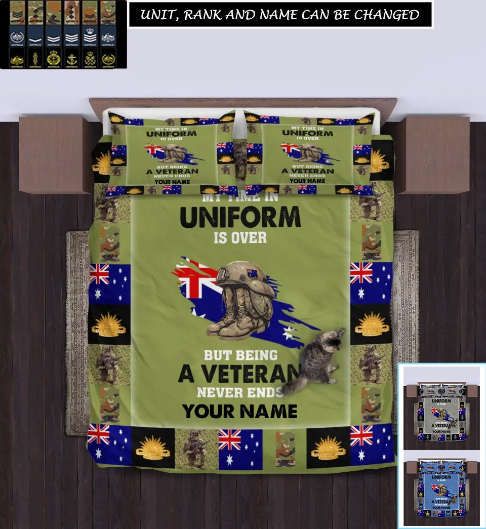 Personalized Australia Soldier/ Veteran Camo With Name And Rank Bedding Set - 17243712