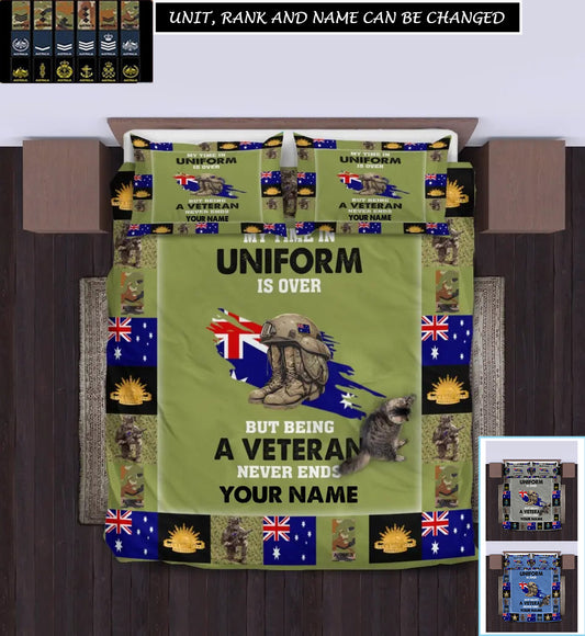 Personalized Australia Soldier/ Veteran Camo With Name And Rank Bedding Set - 17243712