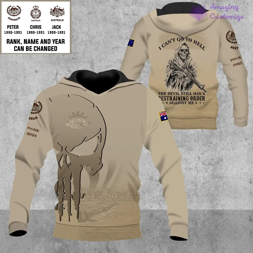 Personalisierter australischer Soldat/Veteranen-Hoodie im Camouflage-Stil mit Namen, Jahr und Rang, komplett bedruckt – 17205696