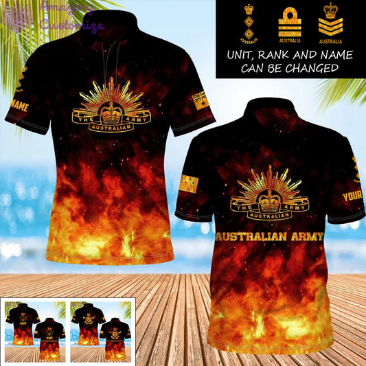 Personalized Australia Soldier/Veteran Camo with Name, Rank POLO All Over Printed - 17259264