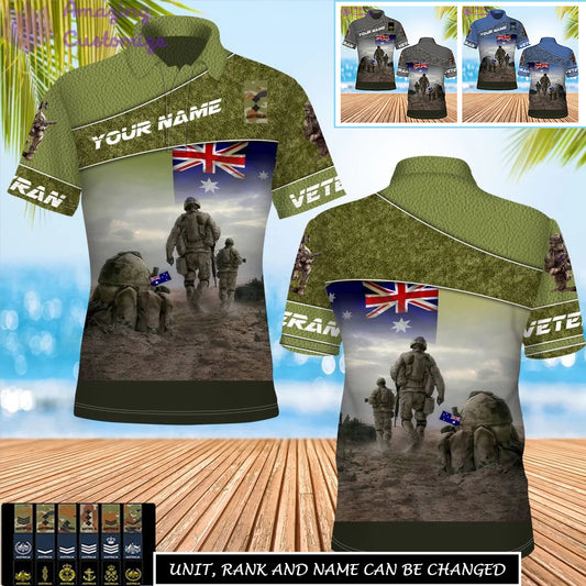 Personalisiertes australisches Soldat-/Veteranen-Tarnmuster mit Namen und Rang, Poloshirt, 3D-Druck – 17265312