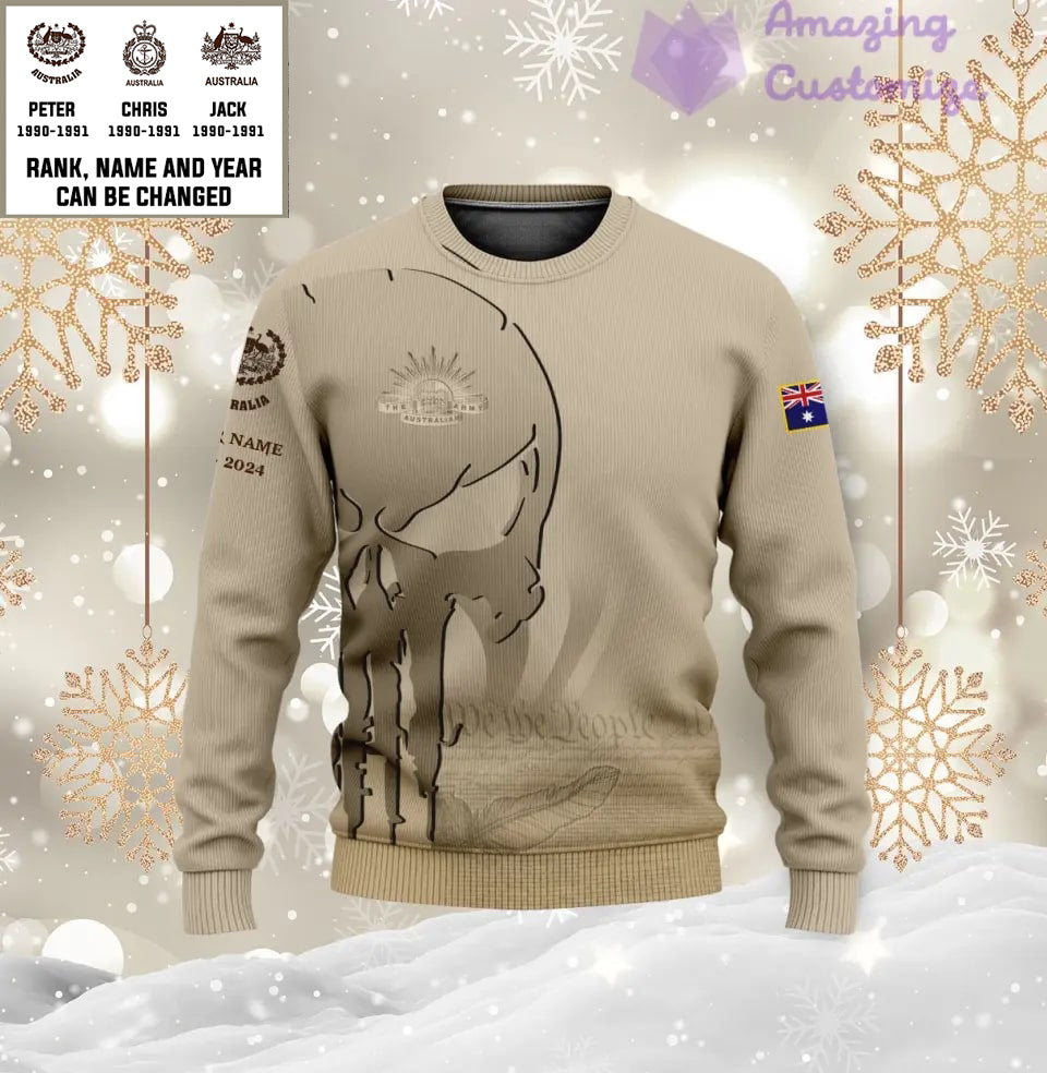 Sweat à capuche personnalisé avec motif camouflage soldat/vétéran australien et nom, année et grade, imprimé sur toute la surface - 17205696