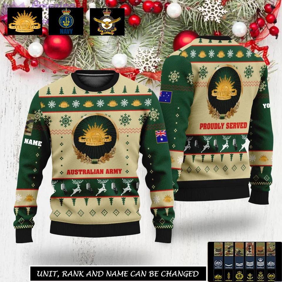 Personalized Australia Soldier/Veteran Camo with Name And Rank Sweater All Over Printed - 17308512