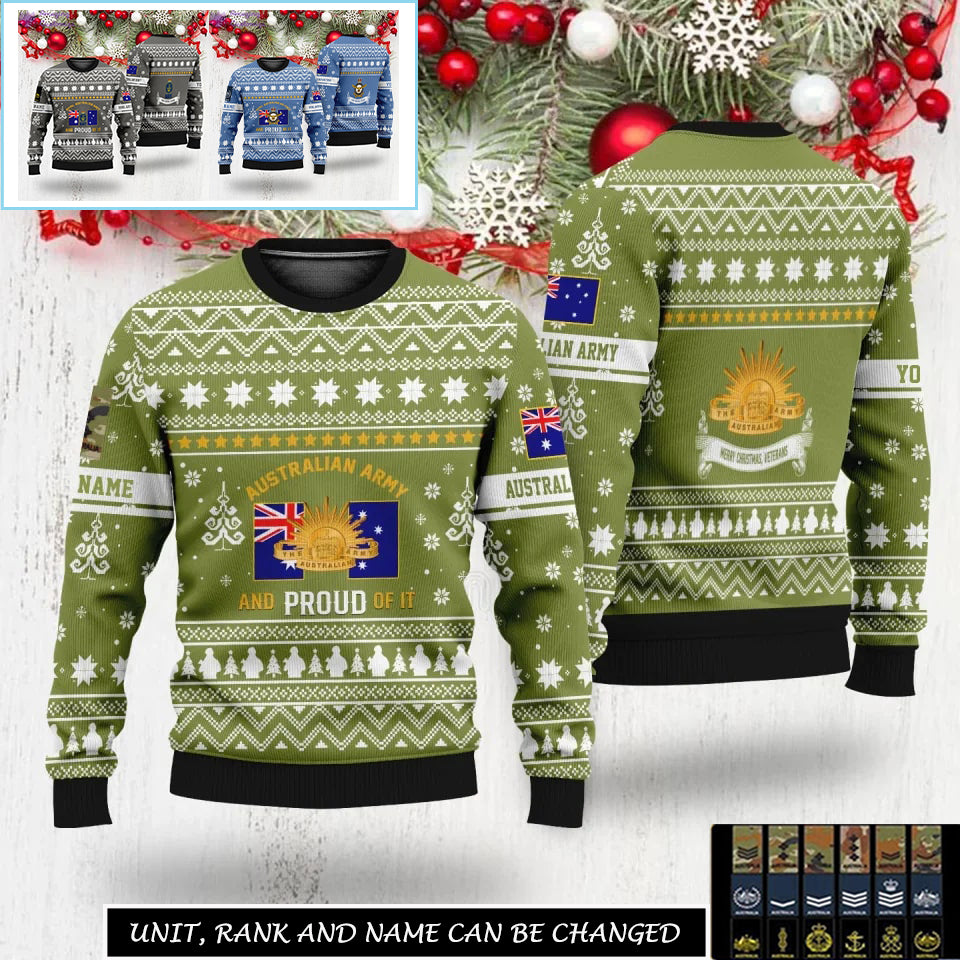 Personalized Australia Soldier/Veteran Camo with Rank And Name Sweater All Over Printed - 1731715201