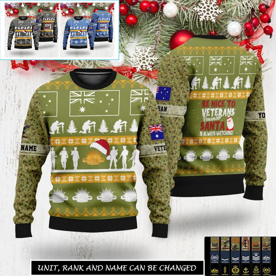 Personalized Australia Soldier/Veteran Camo with Rank And Name Sweater All Over Printed - 17312832