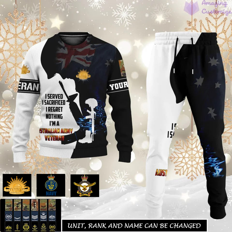 Personalized Australia Soldier/Veteran Camo with Rank And Name Combo Sweater + Jogger - 17171136