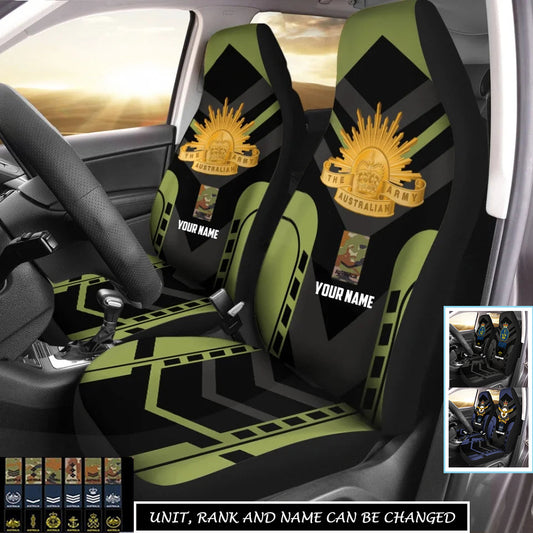 Personalized Australia Soldier/ Veteran Camo With Name And Rank Car Seat Covers 3D Printed - 17256672