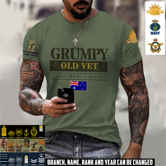 Personalized Australia Soldier/Veteran Camo with Name, Year and Rank T-Shirt All Over Printed - 17411328