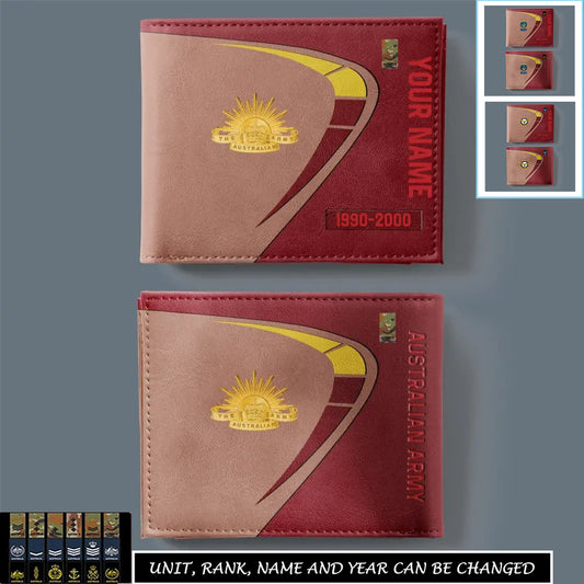 Personalized Australia Soldier/ Veteran With Rank, Year And Name Leather Wallet - 17247168