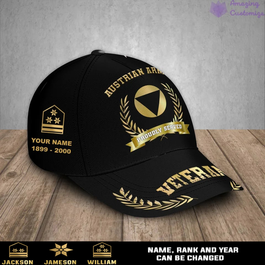 Personalized Rank, Year And Name Austria Soldier/Veterans Camo Baseball Cap - 17282592