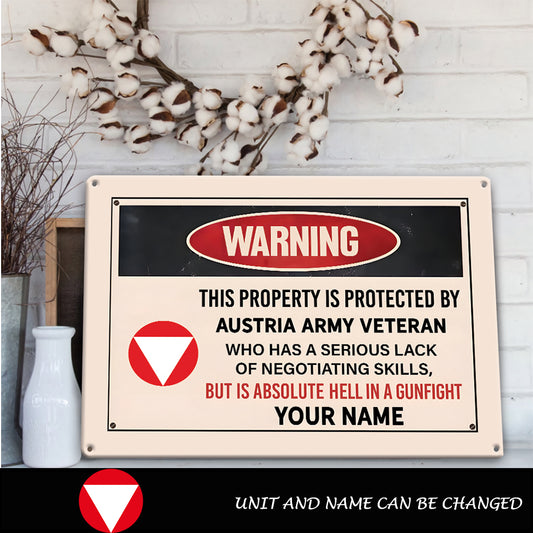 Personalized Austria Soldier/ Veteran Cut Metal Sign - 17242848