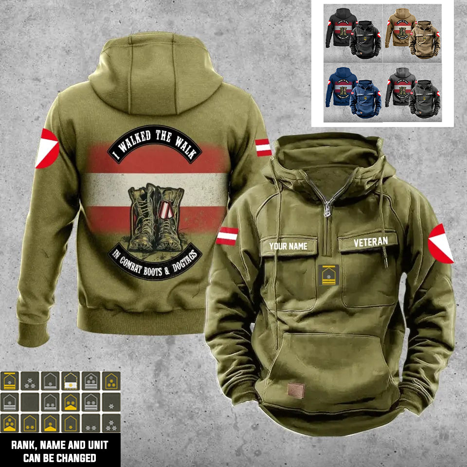 Personalisierter Österreichischer Soldat/Veteran Vintage Hoodie All Over Printed - 17207424