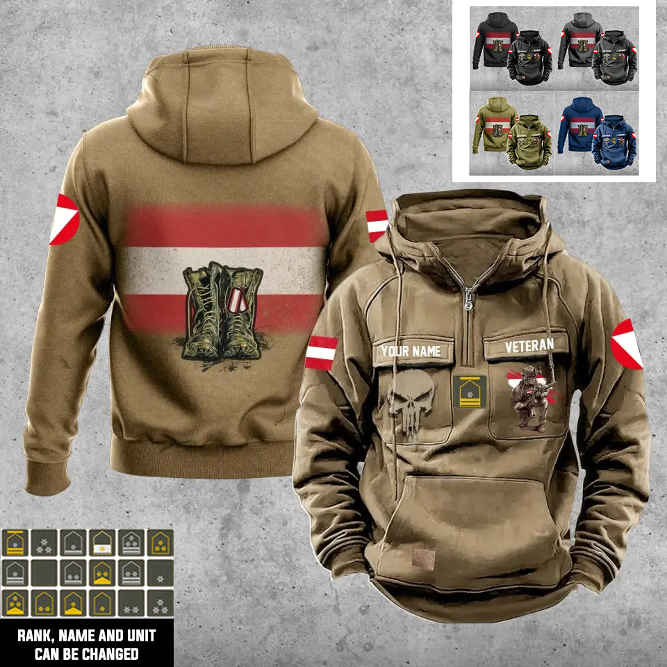 Personalized Austria Soldier/Veteran With Rank And Name Vintage Hoodie All Over Printed - 17203968