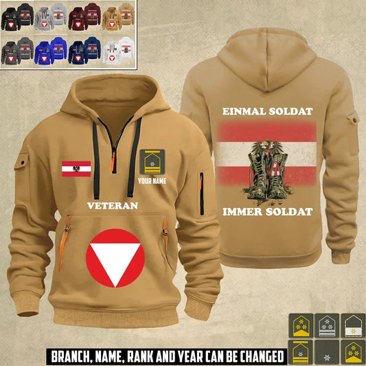 Personalized Austria Soldier/ Veteran With Name And Rank Zip Hoodie Multicolor - 17358624