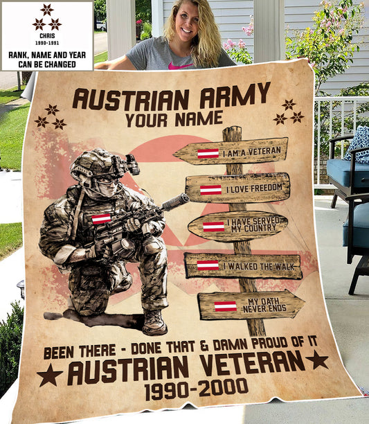 Personalized Austria Soldier/ Veteran With Name, Rank And Year Fleece Blanket 3D Printed - 17289504