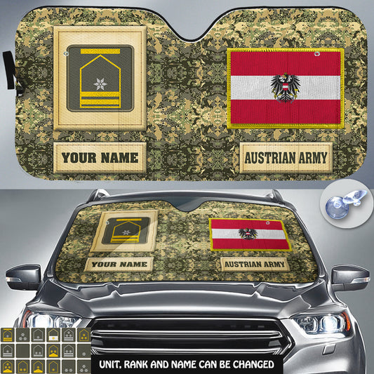 Personalized Austria Soldier/Veteran Camo With Name And Rank Auto Sun Shade - 17230752