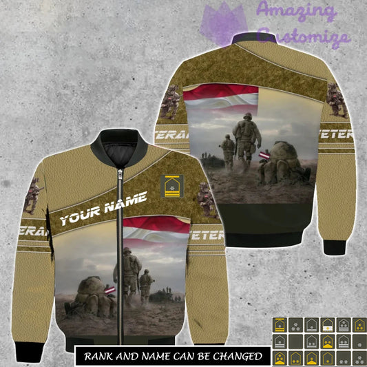 Personalized Austria Soldier/Veteran Camo with Name, Rank Bomber All Over Printed - 17265312