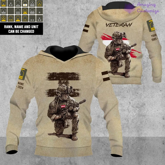 Personalized Austria Soldier/Veteran with Name, Year and Rank Hoodie All Over Printed - 08072401UT