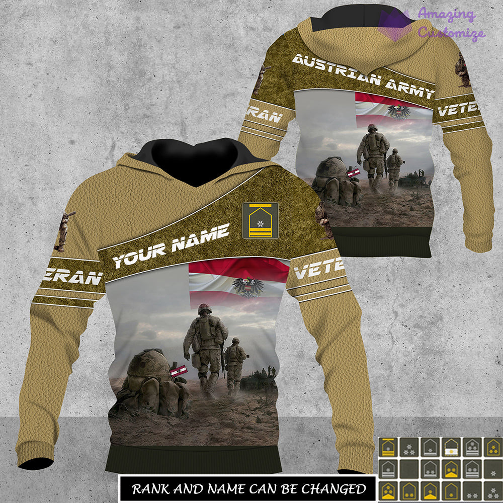 Personalized Austria Soldier/Veteran Camo with Name, Rank Hoodie All Over Printed - 17267904