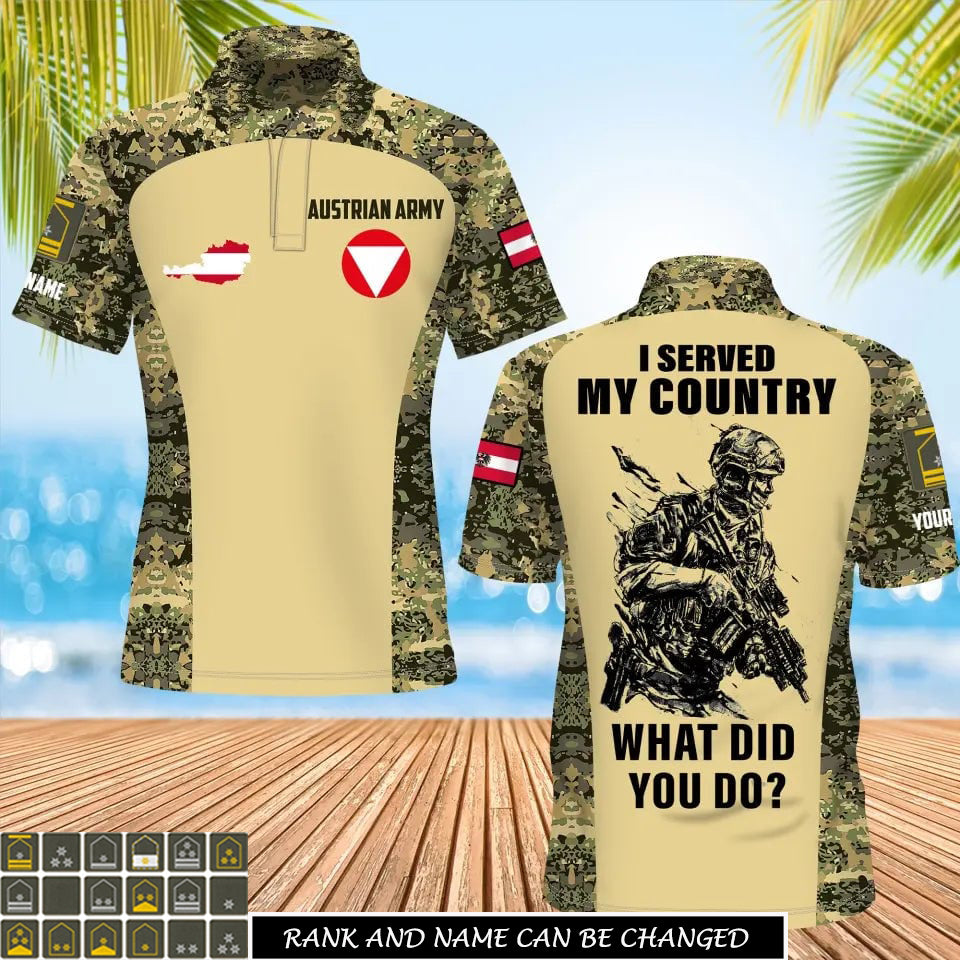 Personalized Austria Soldier/Veteran Camo with Name, Rank POLO All Over Printed - 17234208