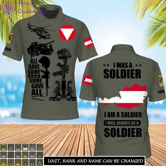 Personalized Austria Soldier/Veteran Camo with Name, Rank POLO All Over Printed - 17235936