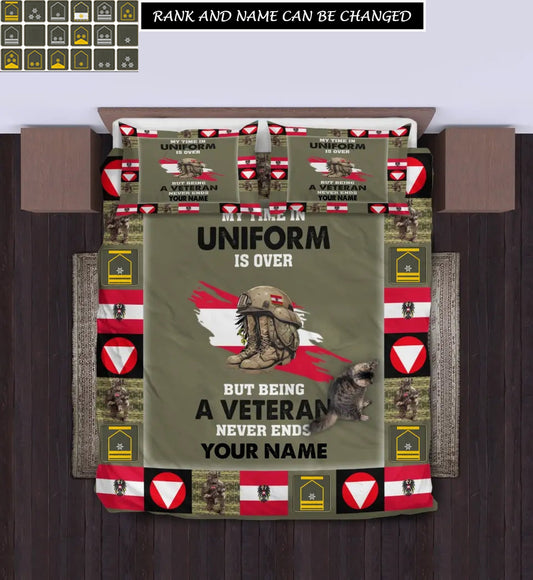 Personalized Austria Soldier/ Veteran Camo With Name And Rank Bedding Set - 17243712