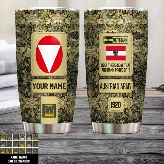 Personalized Austria Veteran/ Soldier With Rank, Name Tumbler - 17218656