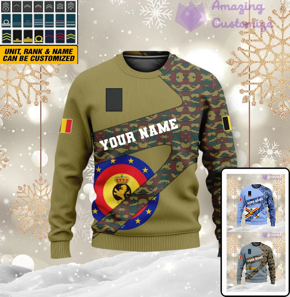 Personalisierter belgischer Soldat/Veteranen-Tarnpullover mit Namen und Rang, 3D-Druck – 3001240001