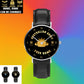 Personalized Australian Soldier/ Veteran With Name And Rank Black Stitched Leather Watch - 17098560 - Gold Version