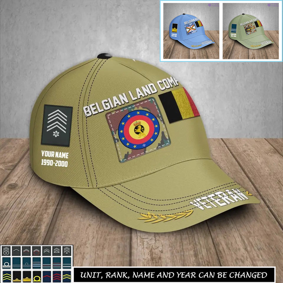 Personalized Rank, Year And Name Belgium Soldier/Veterans Baseball Cap - 17236800