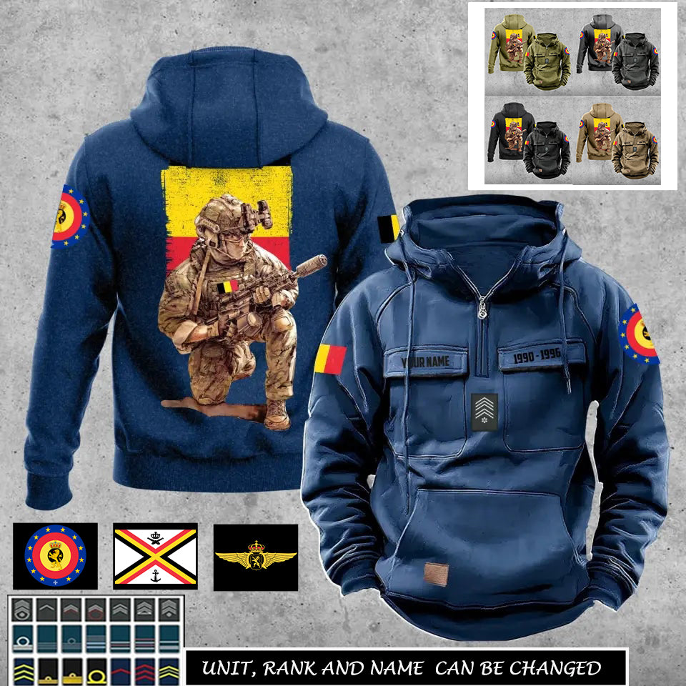 Personalisierter belgischer Soldat/Veteran Vintage Hoodie mit Vollbedruckung - 27062401QA