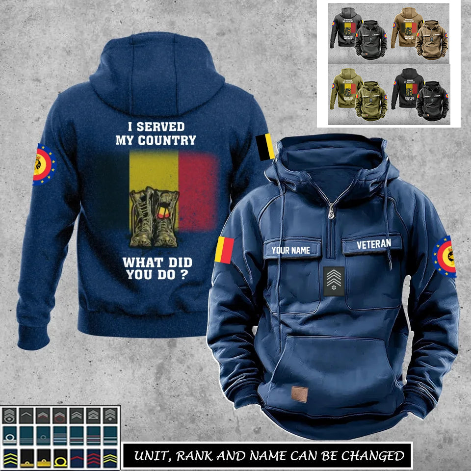 Personalisierter belgischer Soldat/Veteran Vintage-Kapuzenpullover mit Rundumdruck - 17270496