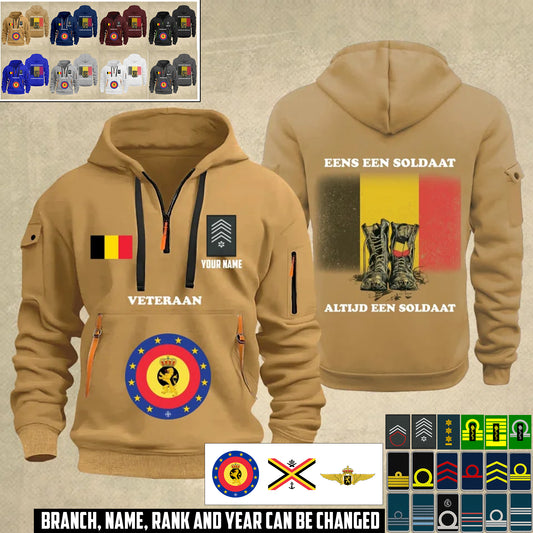 Personalized Belgium Soldier/ Veteran With Name And Rank Zip Hoodie Multicolor - 17358624