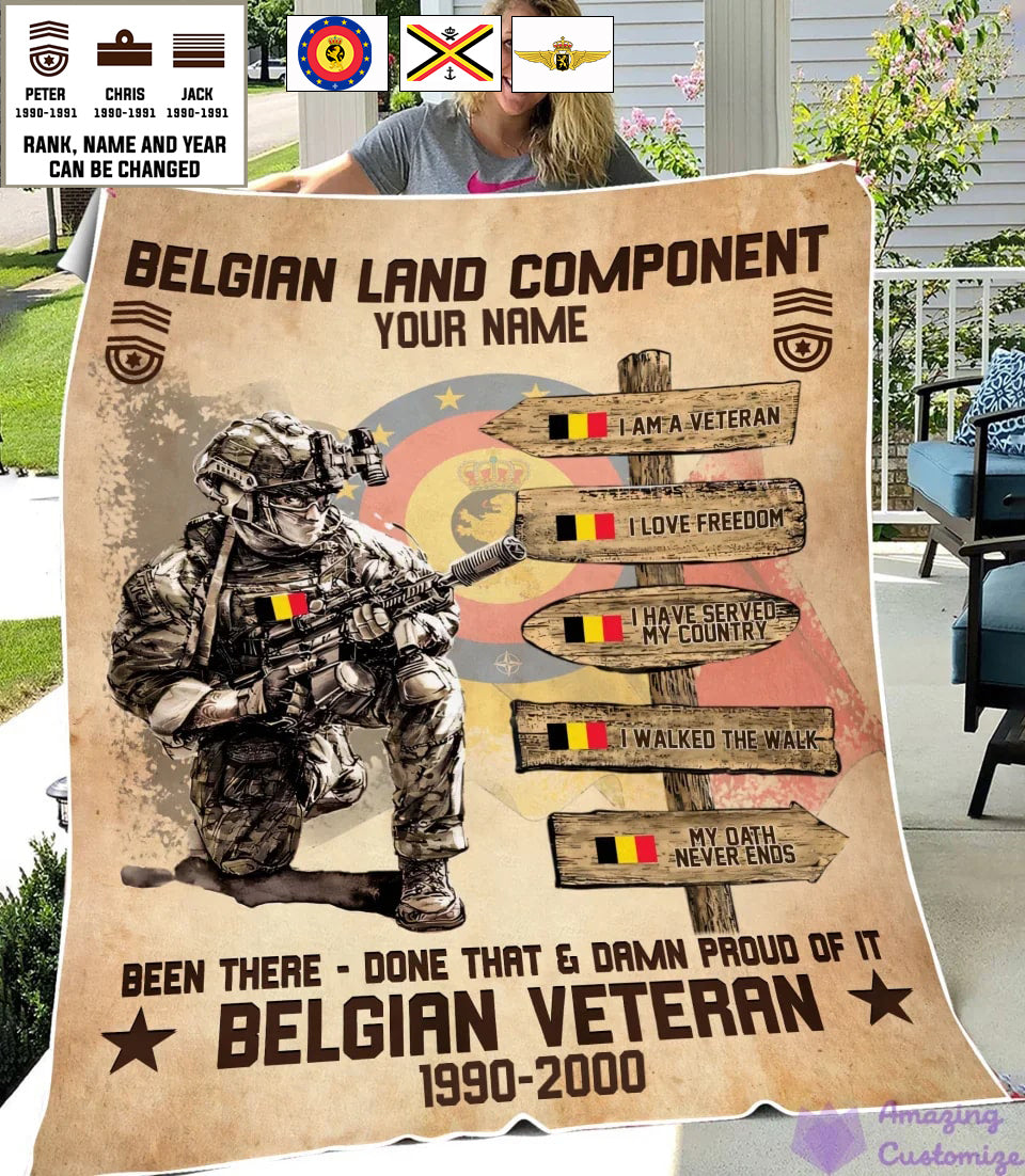 Personalized Belgium Soldier/ Veteran With Name, Rank And Year Fleece Blanket 3D Printed - 17289504