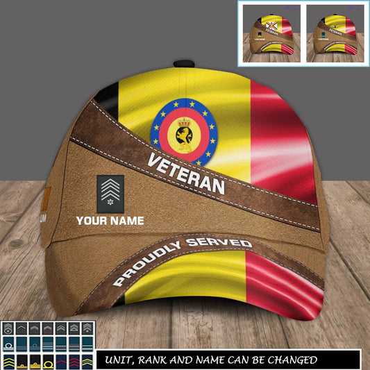 Personalized Rank And Name Belgium Soldier/Veterans Baseball Cap - 17268768