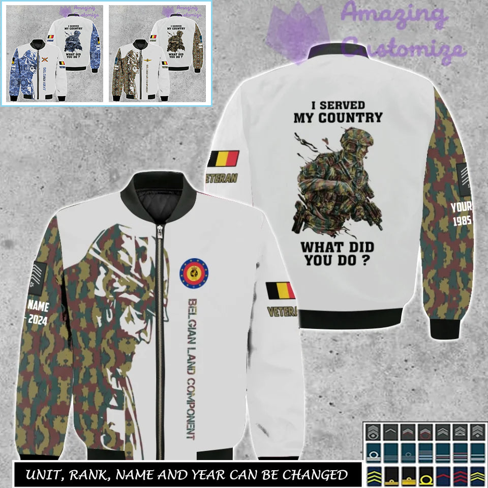 Personalized Belgium Soldier/Veteran Camo with Name, Rank Bomber All Over Printed - 17262720