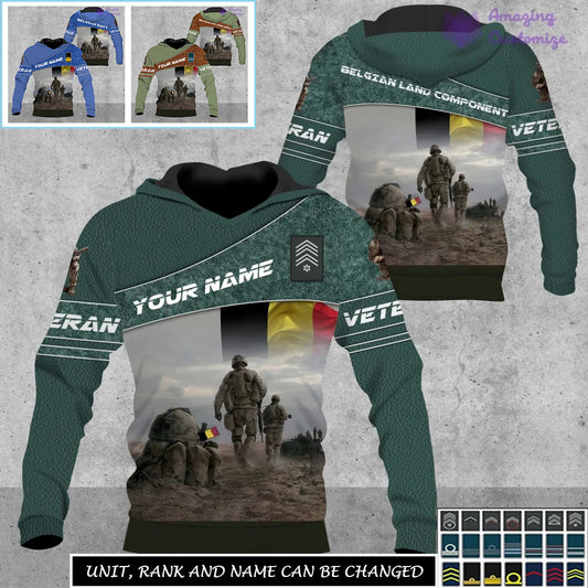 Personalized Belgium Soldier/Veteran Camo with Name, Rank Hoodie All Over Printed - 17267904