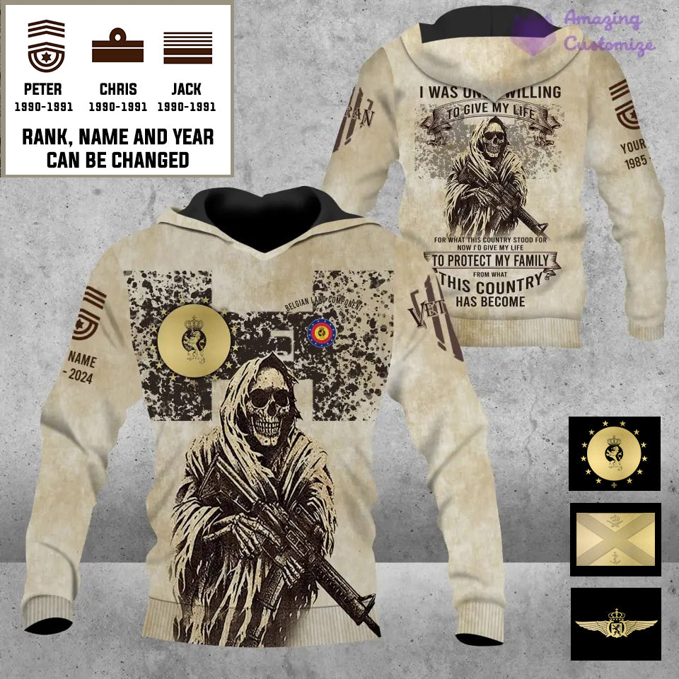 Personalized Belgium Soldier/Veteran Camo with Name, Year and Rank Hoodie All Over Printed - 17216064