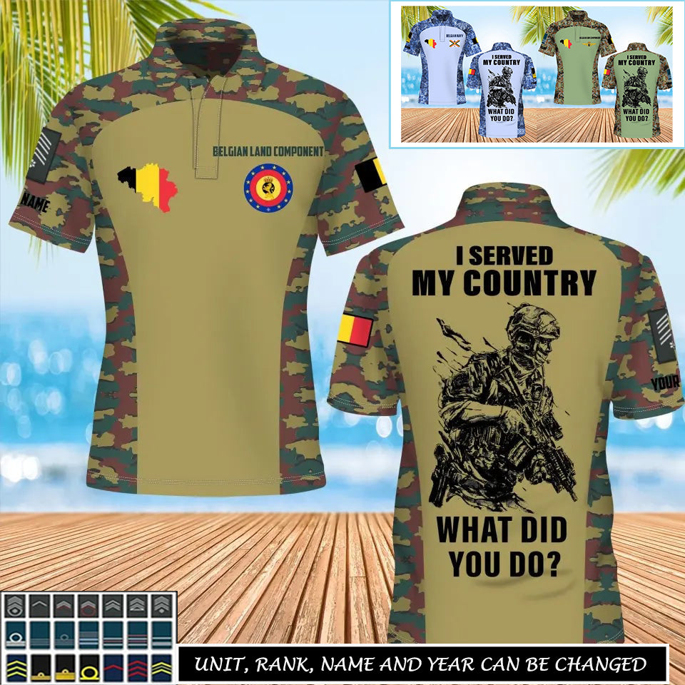 Personalized Belgium Soldier/Veteran Camo with Name, Rank POLO All Over Printed - 17234208