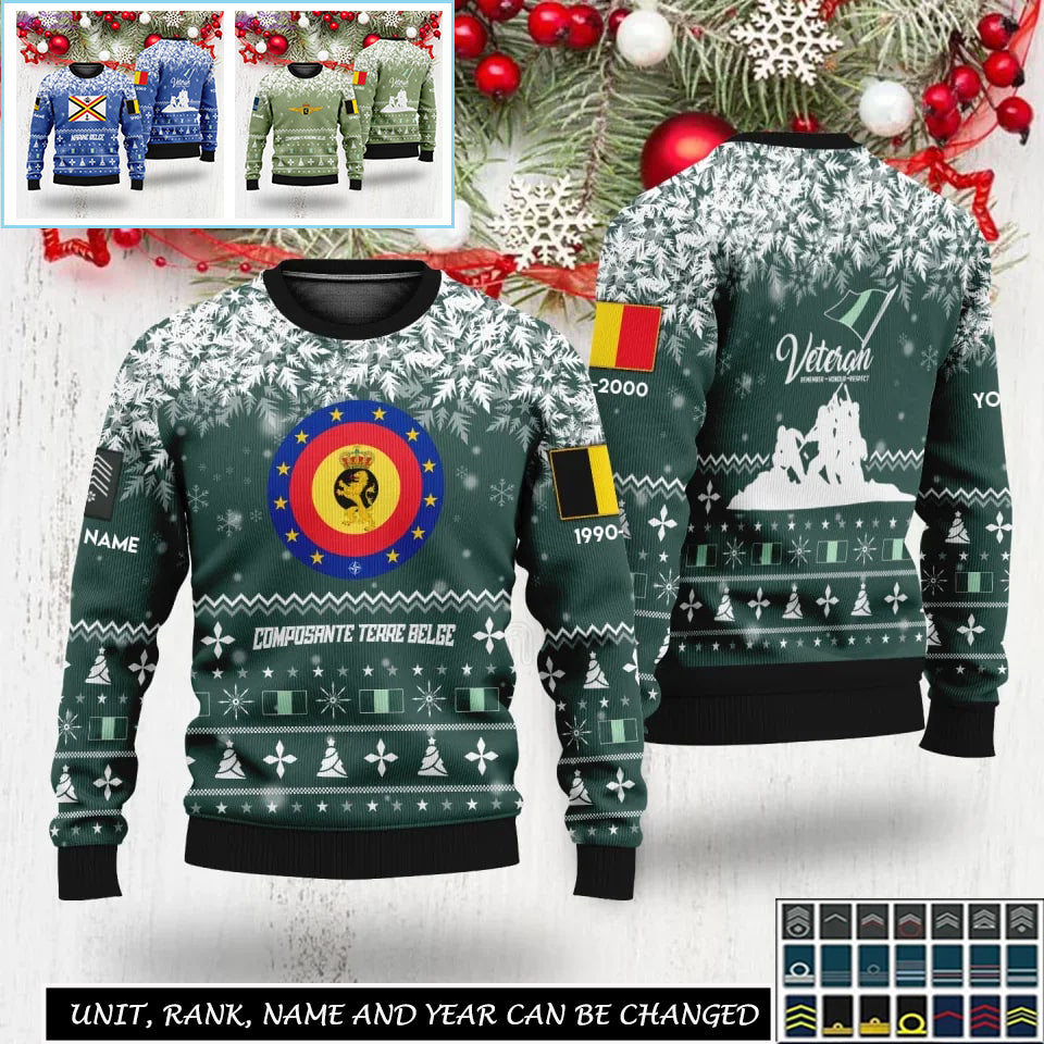 Personalized Belgium Soldier/Veteran Camo with Rank, Name And Year Sweater All Over Printed - 17310240