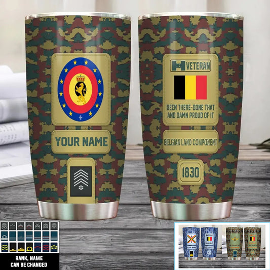 Personalized Belgium Veteran/ Soldier With Rank, Name Tumbler - 17218656