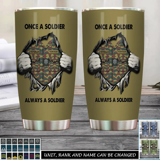 Personalized Belgium Veteran/ Soldier With Rank, Name Tumbler - 17220384