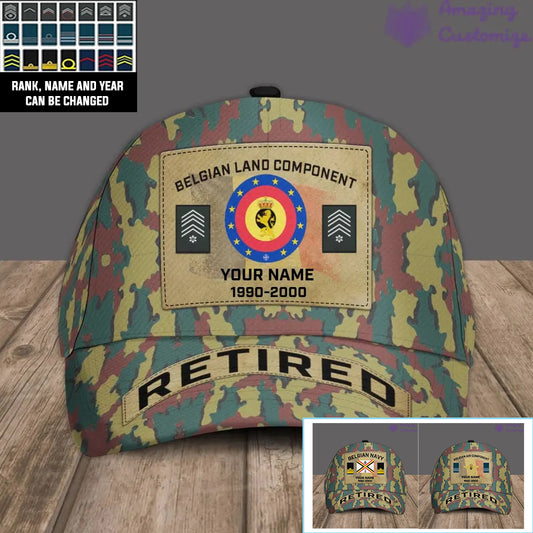 Personalized Rank, Year And Name Belgium Soldier/Veterans Camo Baseball Cap Veteran - 06072401UT
