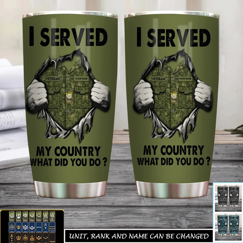 Personalized Canada Veteran/ Soldier With Rank, Name Tumbler - 17271360